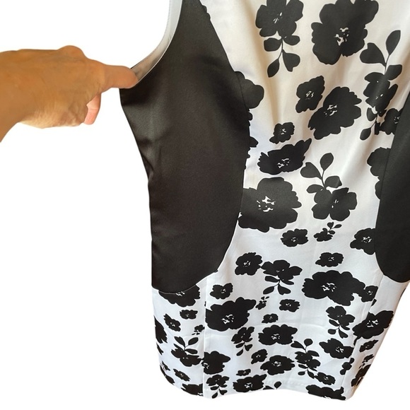 Kensie Floral Black and White - size Large. Zipper Back-Lined. - Picture 2 of 9